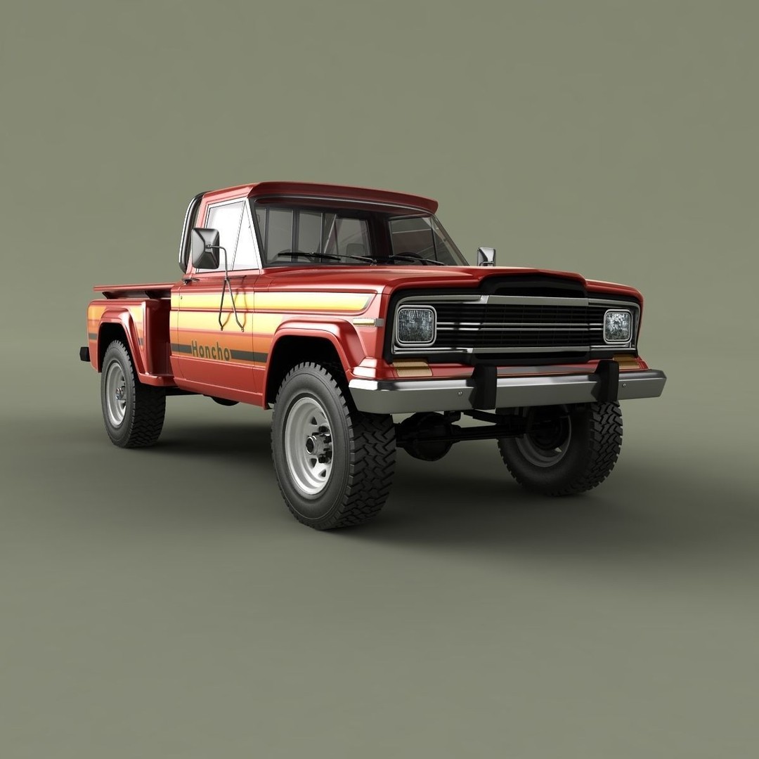 1981 Jeep J10 Sportside 3D Model – High Poly Game Asset, FBX - View 11