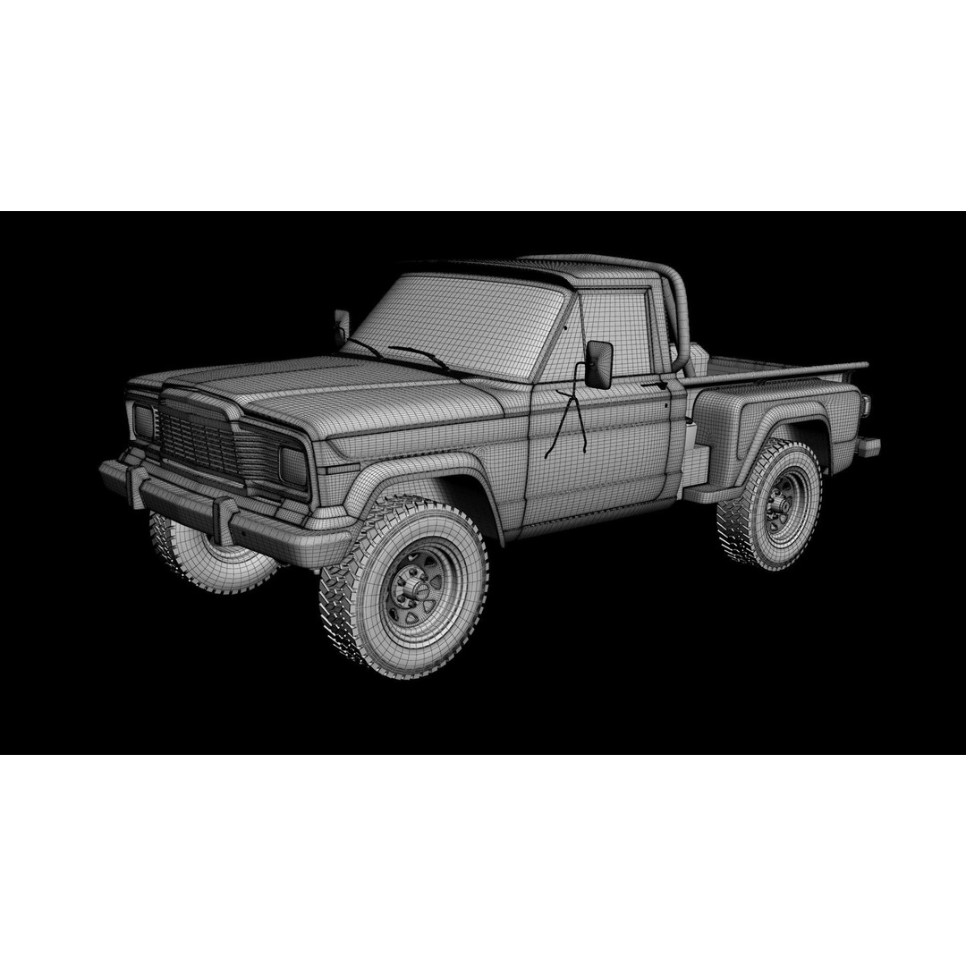 1981 Jeep J10 Sportside 3D Model – High Poly Game Asset, FBX - View 16