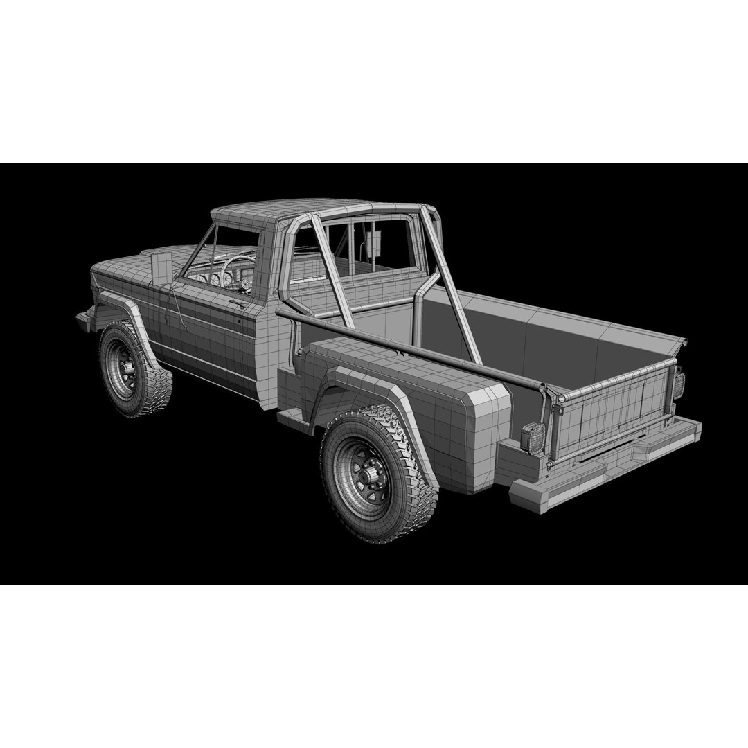 1981 Jeep J10 Sportside 3D Model – High Poly Game Asset, FBX - View 17