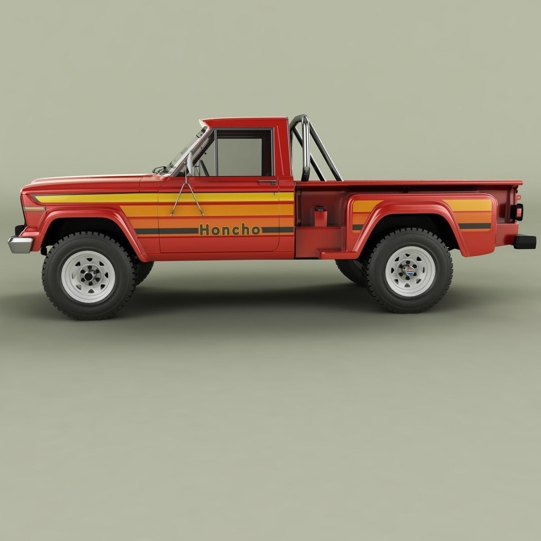 1981 Jeep J10 Sportside 3D Model – High Poly Game Asset, FBX - View 3