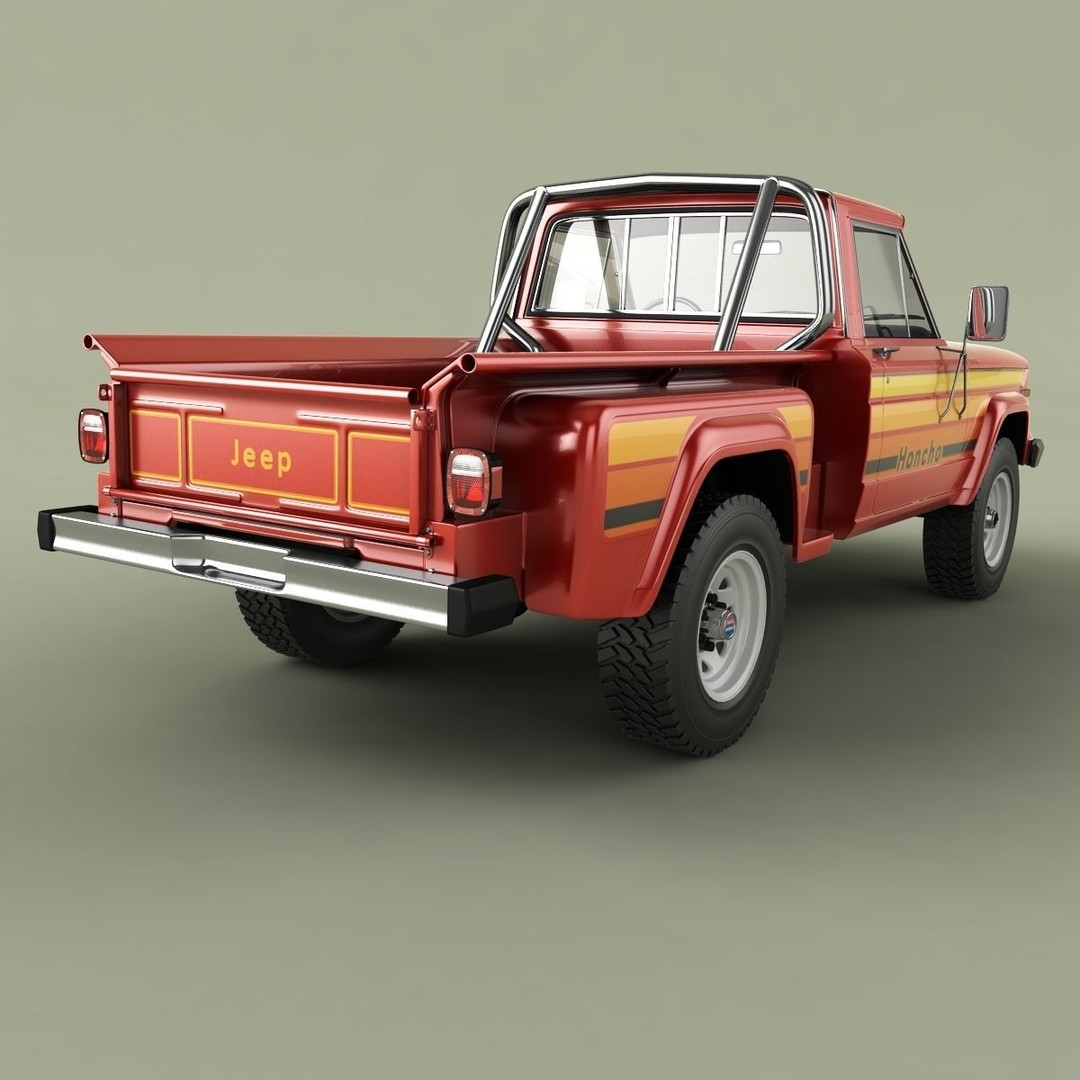 1981 Jeep J10 Sportside 3D Model – High Poly Game Asset, FBX - View 4
