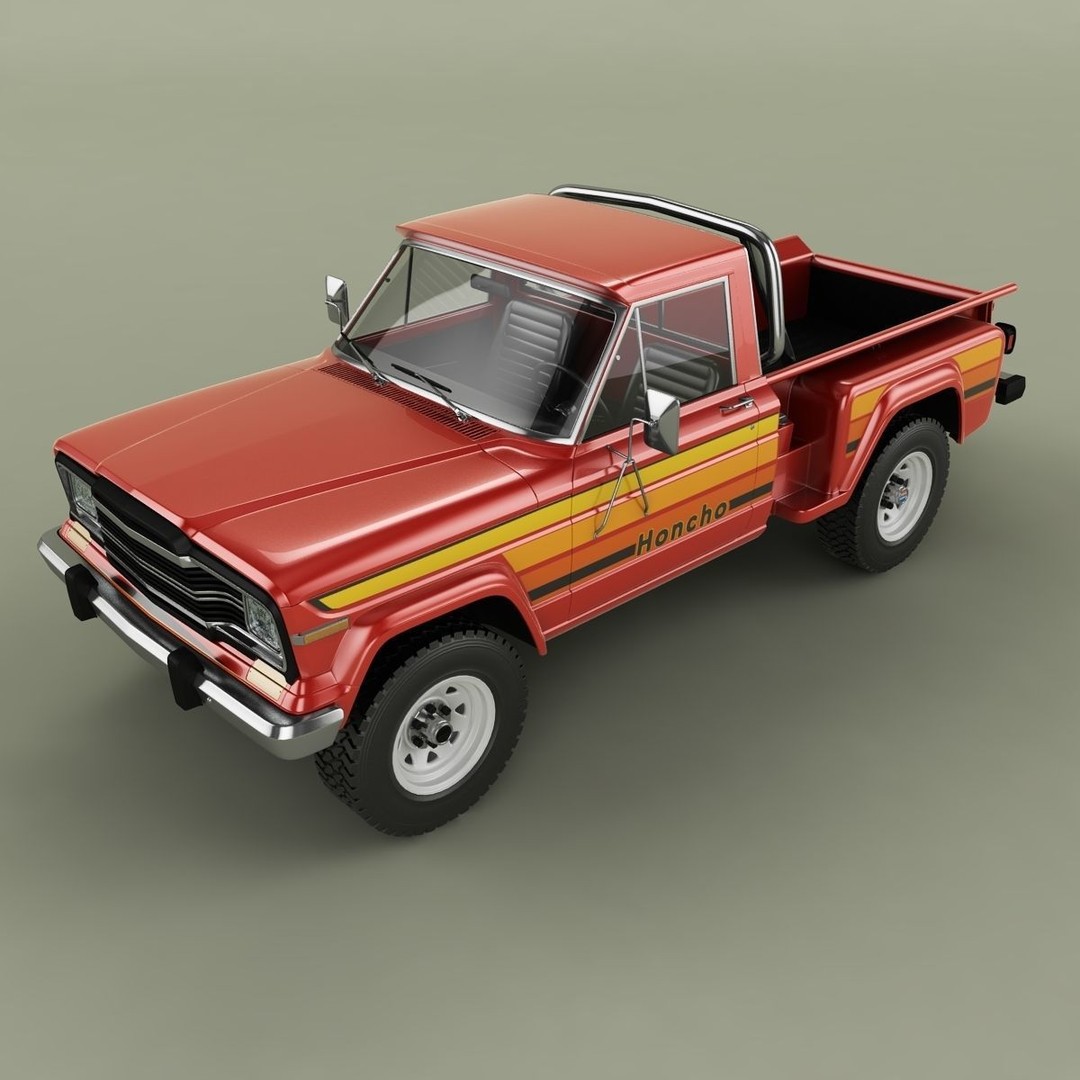 1981 Jeep J10 Sportside 3D Model – High Poly Game Asset, FBX - View 7