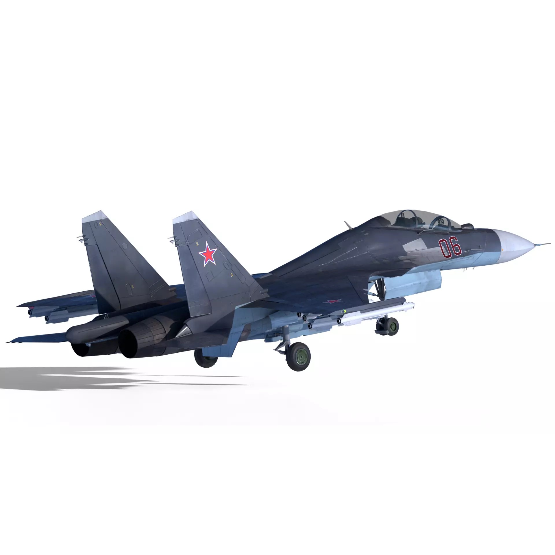 Soukhoi Su-30 - Low-Poly Game-Ready 3D Model - View 3