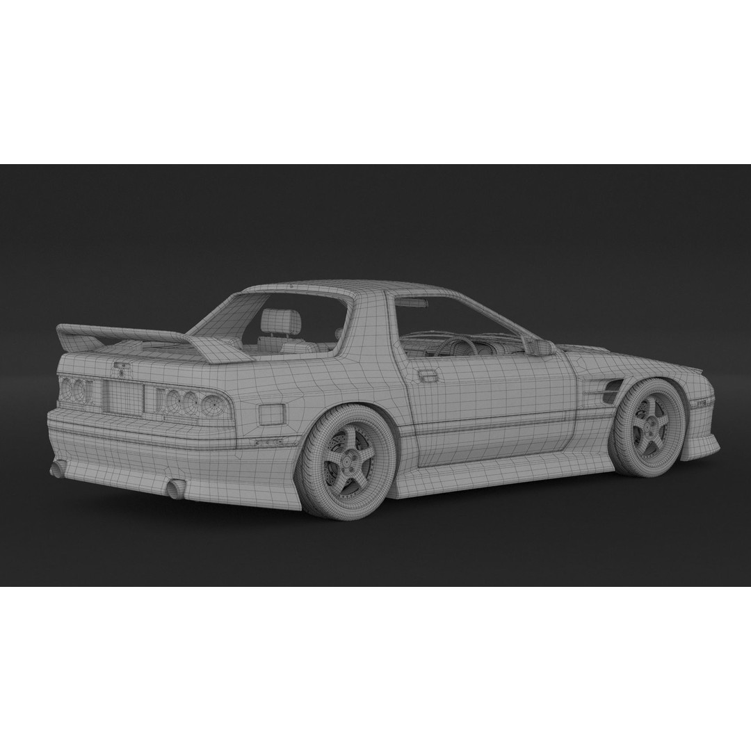 Mazda RX-7 FC3S 3D Model – High Poly Racing Car, FBX & OBJ Formats - View 10