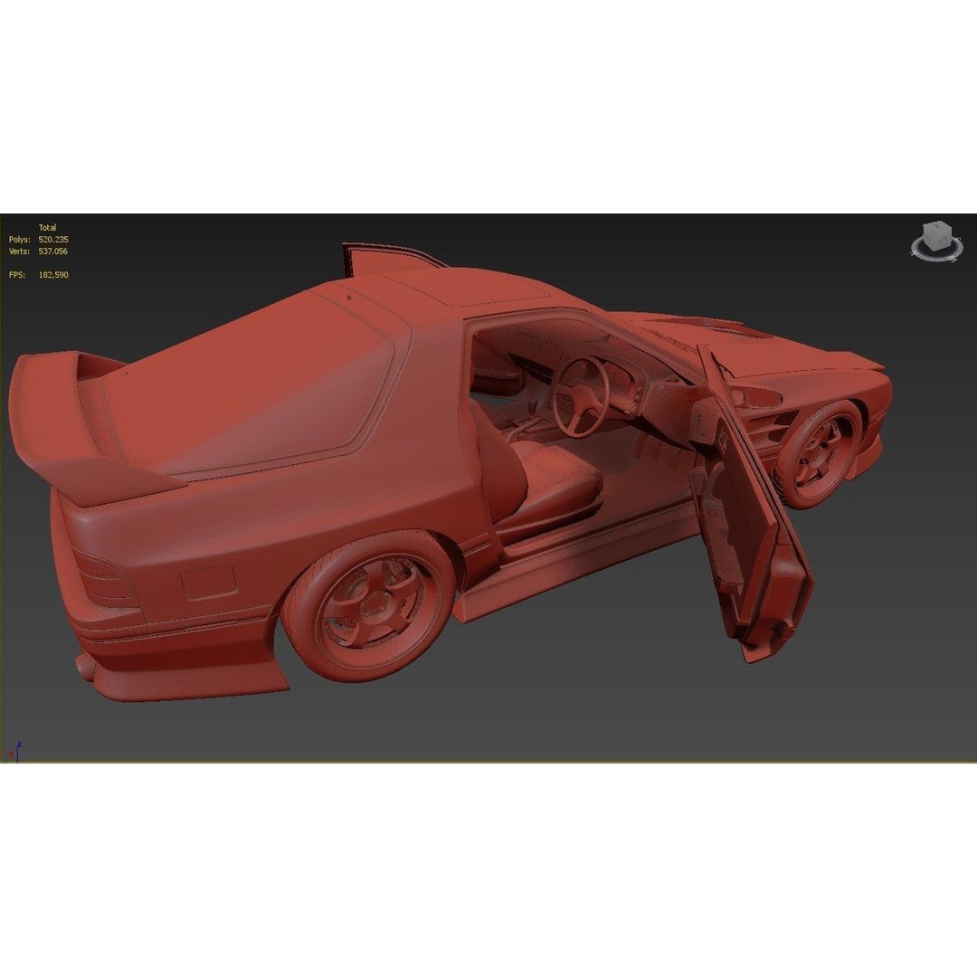 Mazda RX-7 FC3S 3D Model – High Poly Racing Car, FBX & OBJ Formats - View 15