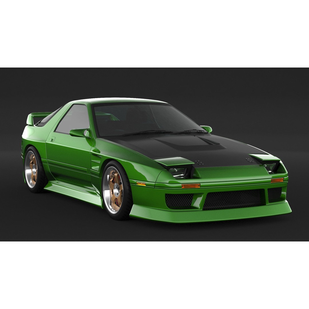 Mazda RX-7 FC3S 3D Model – High Poly Racing Car, FBX & OBJ Formats - View 4