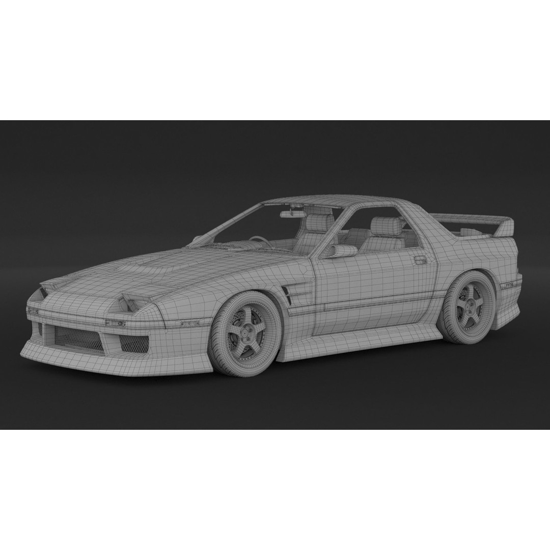 Mazda RX-7 FC3S 3D Model – High Poly Racing Car, FBX & OBJ Formats - View 9