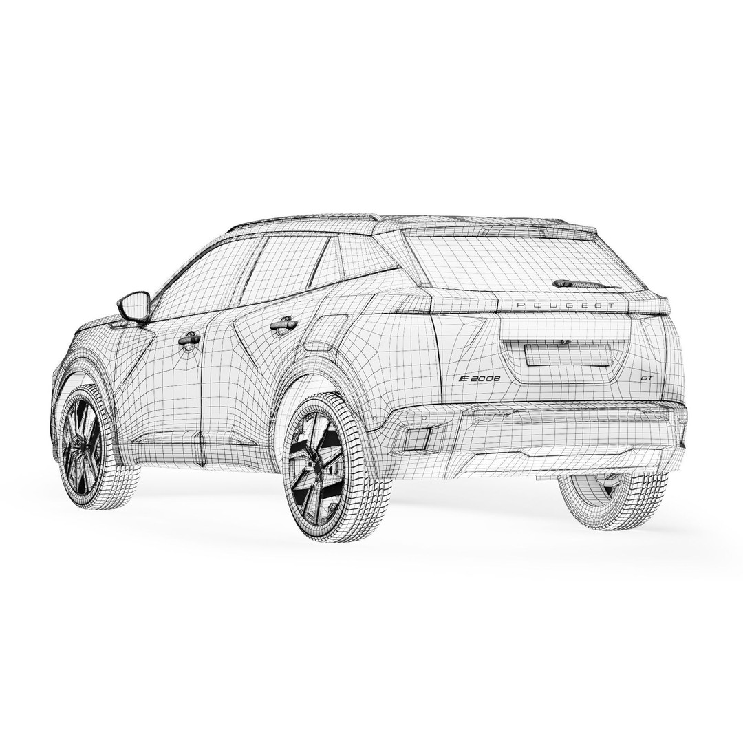 Peugeot e-2008 3D Model – High Poly Game-Ready Asset, FBX, OBJ - View 14