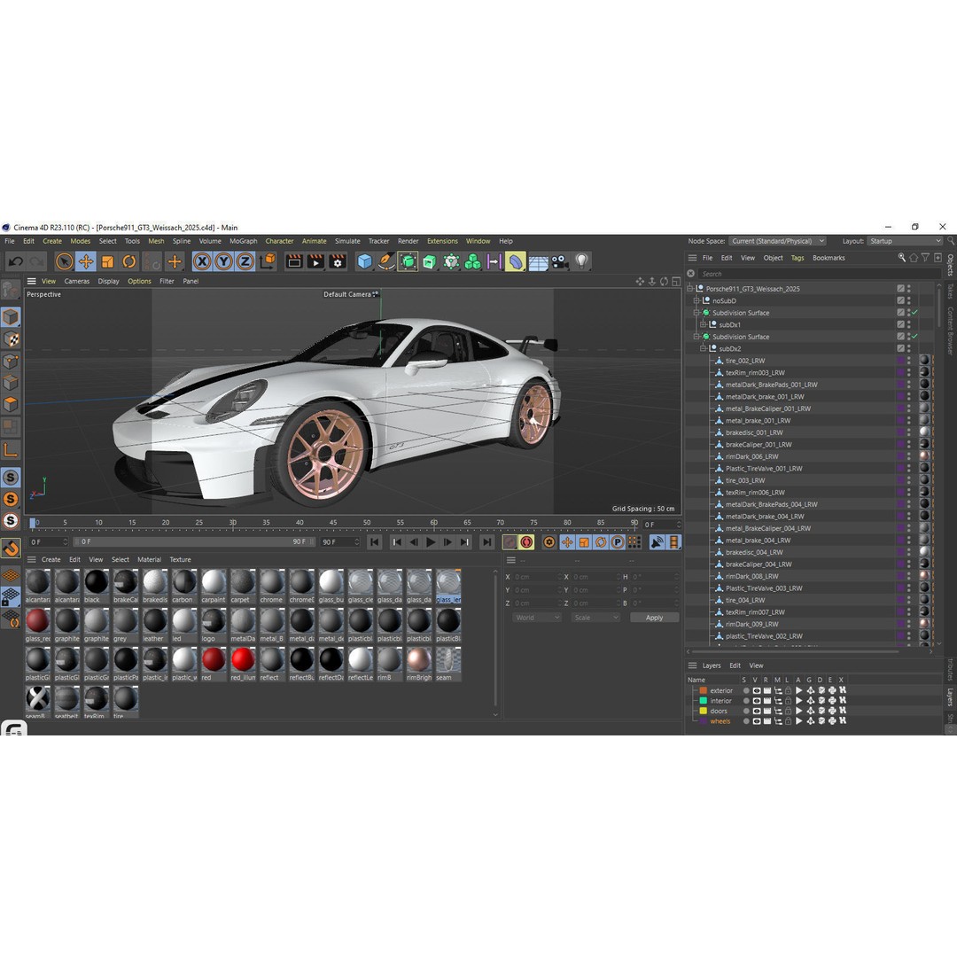 Porsche 911 GT3 Weissach 2025 3D Model – High Poly Game Asset, FBX/OBJ/Blender - View 42