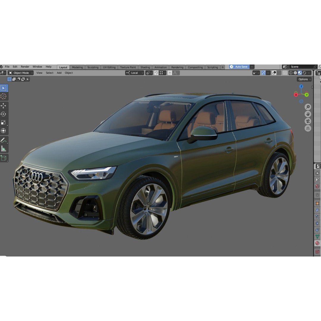 Audi Q5 2021 3D Model – High Poly SUV with Open Doors, FBX, Blender