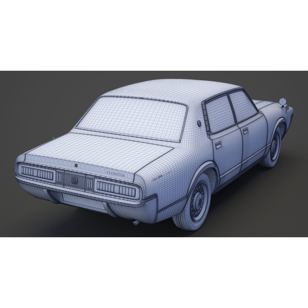 Toyota Crown Sedan 3D Model – Classic Japanese Car, Game-Ready FBX