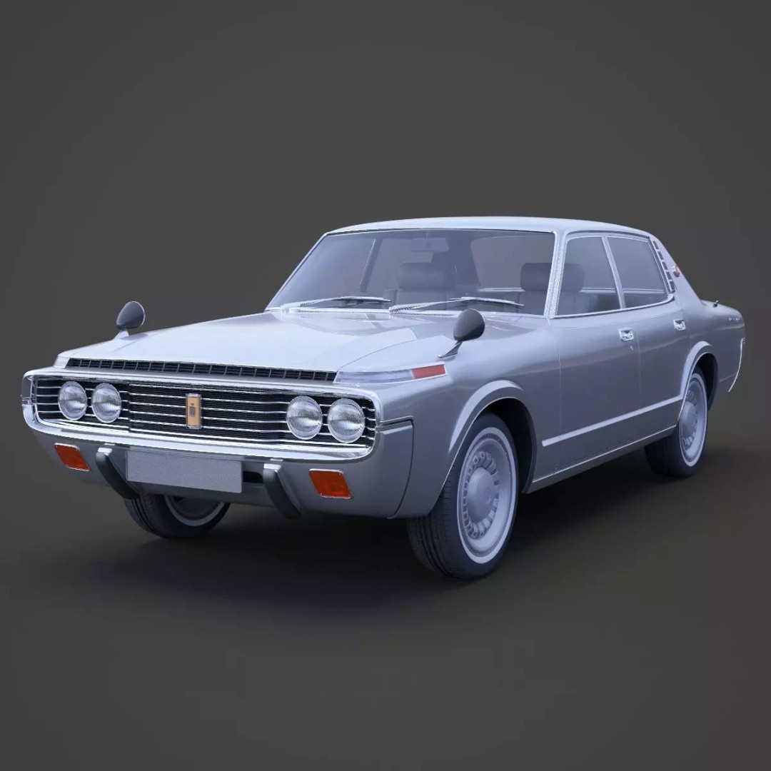 Toyota Crown Sedan 3D Model – Classic Japanese Car, Game-Ready FBX - View 2