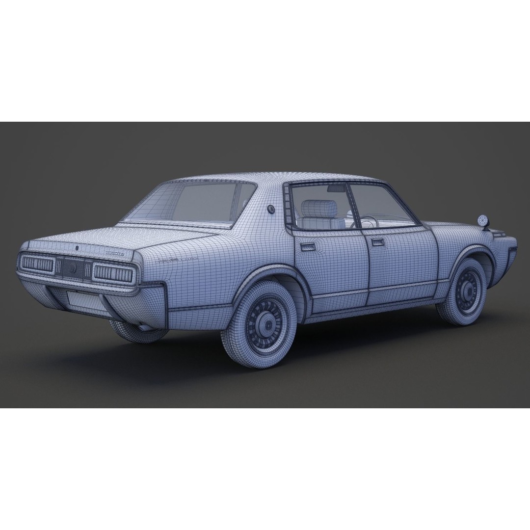 Toyota Crown Sedan 3D Model – Classic Japanese Car, Game-Ready FBX - View 22