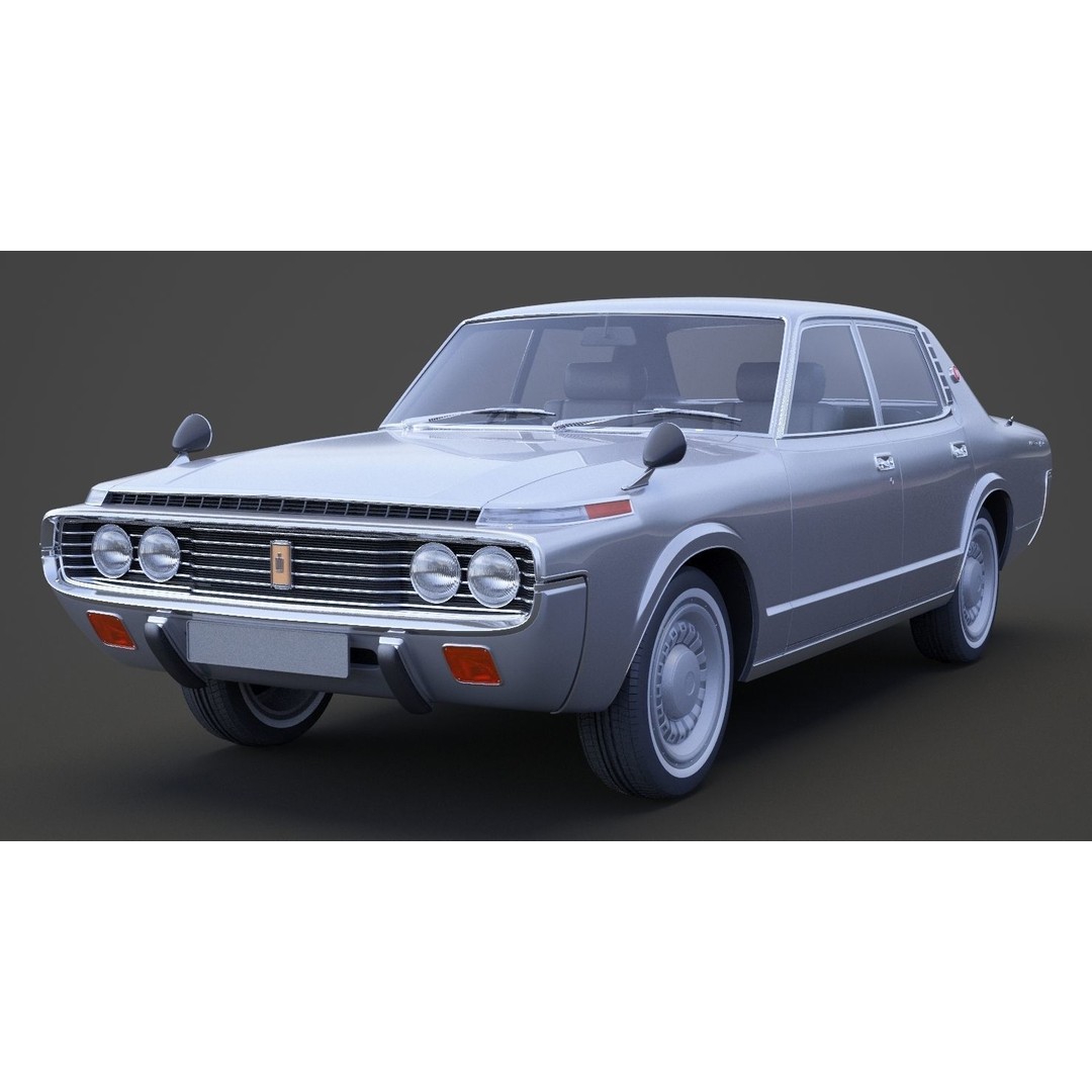 Toyota Crown Sedan 3D Model – Classic Japanese Car, Game-Ready FBX - View 3