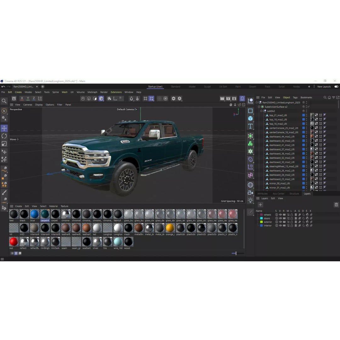 Ram 2500 HD Limited Longhorn 2025 3D Model – High Poly Realistic Truck, FBX, OBJ, Blender - View 45