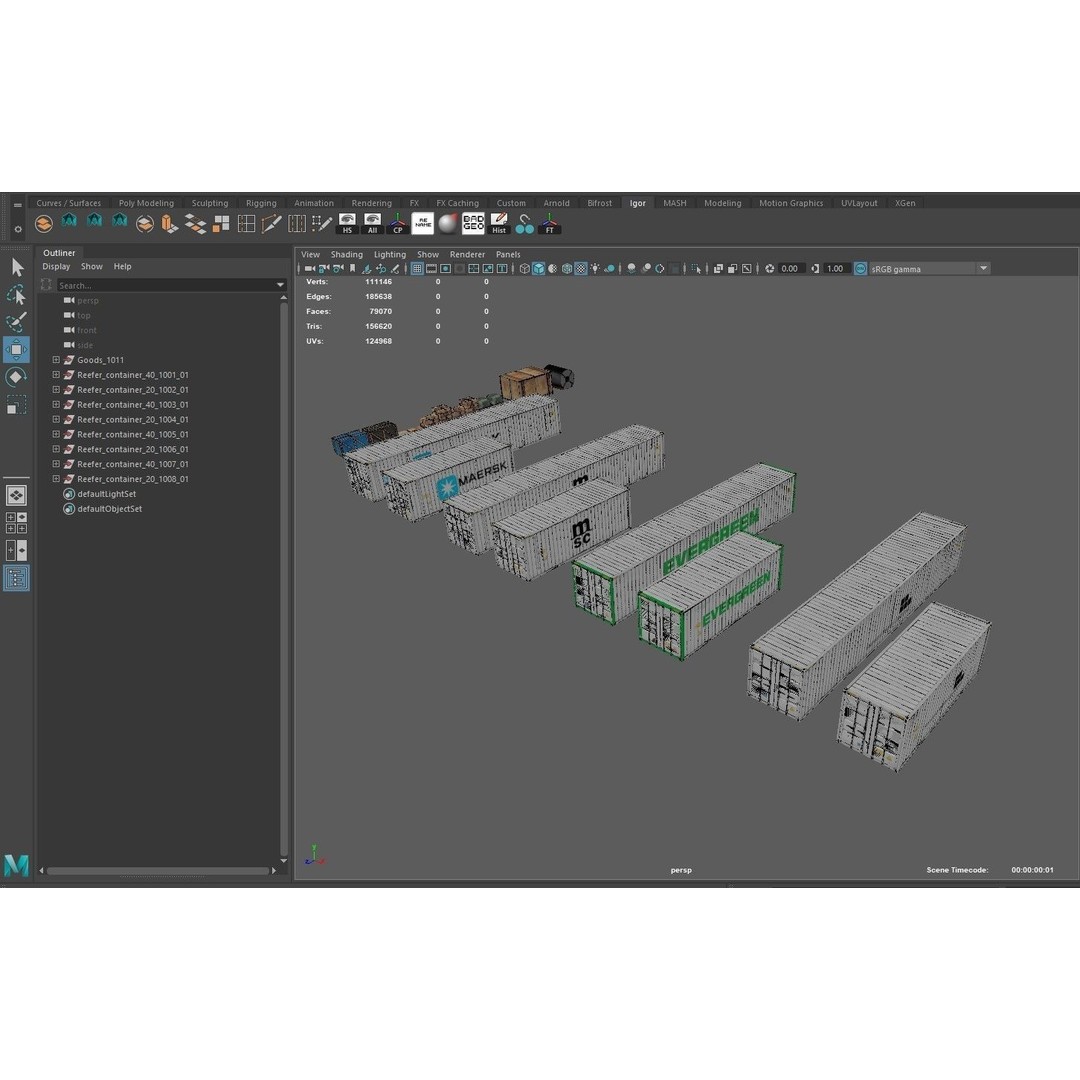 Reefer Containers 3D Model – Standard Shipping Containers, PBR Textures