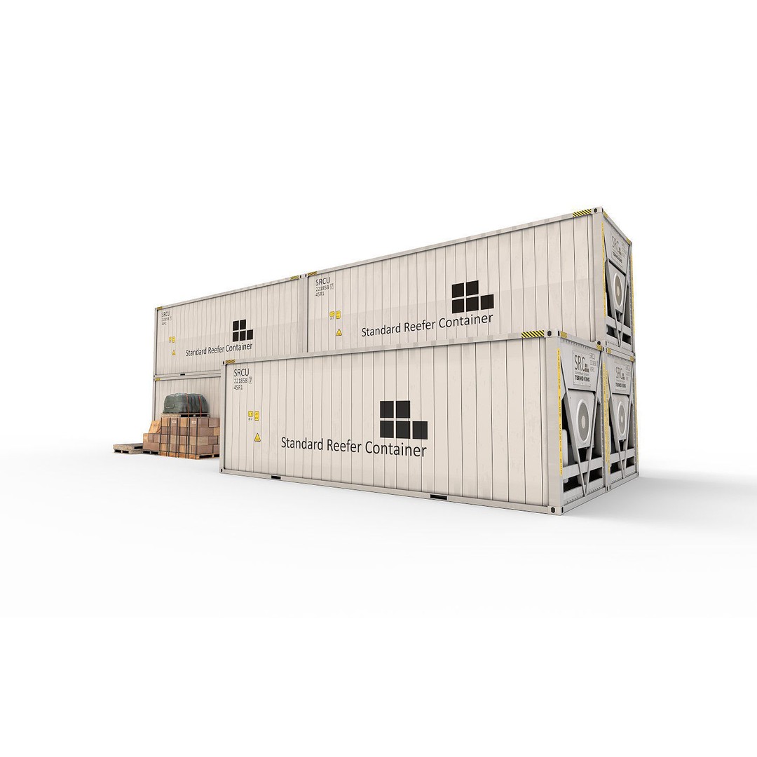 Reefer Containers 3D Model – Standard Shipping Containers, PBR Textures - View 10