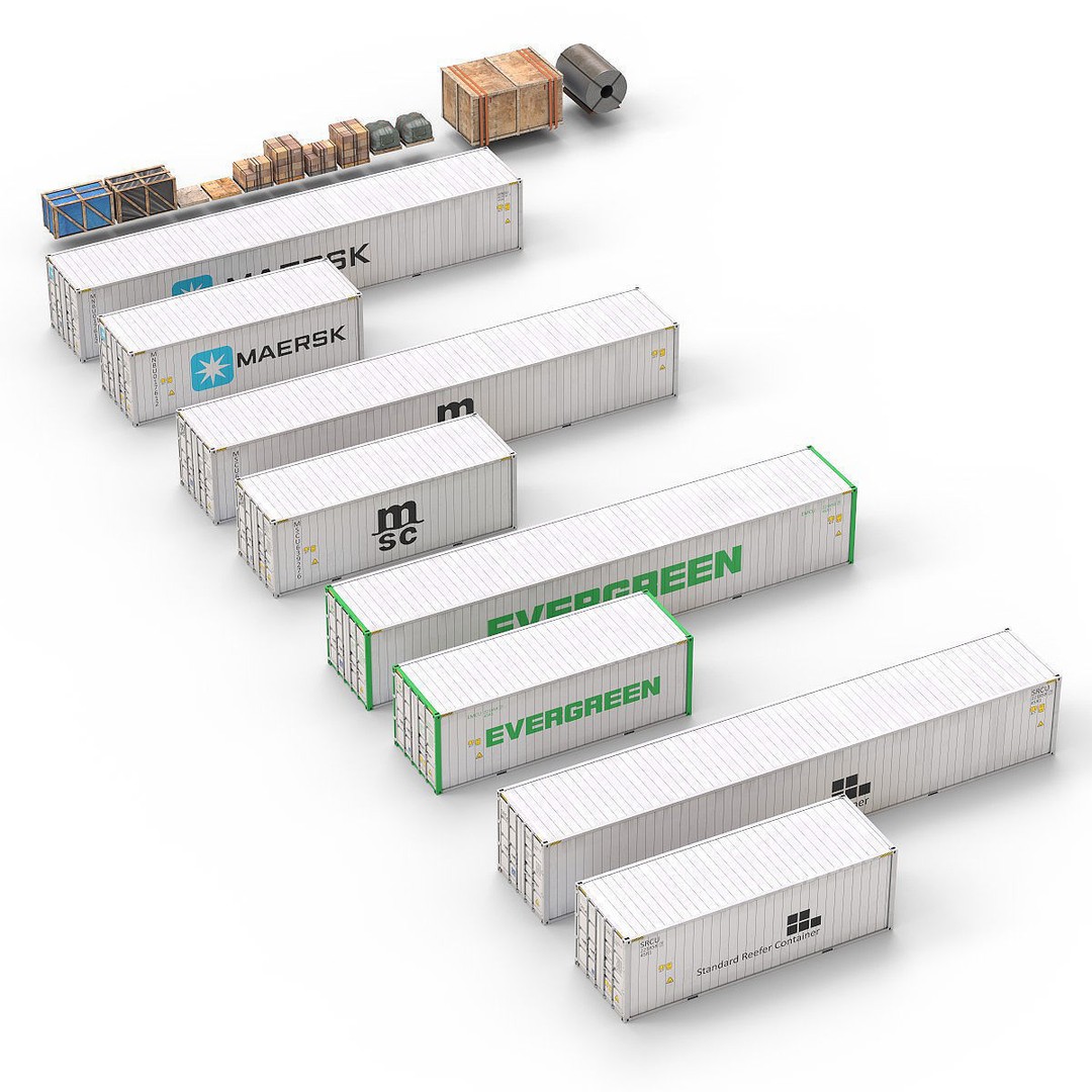 Reefer Containers 3D Model – Standard Shipping Containers, PBR Textures - View 13