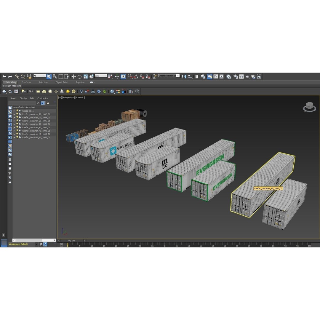 Reefer Containers 3D Model – Standard Shipping Containers, PBR Textures - View 15