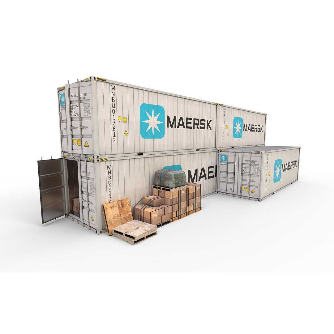Reefer Containers 3D Model – Standard Shipping Containers, PBR Textures - View 3