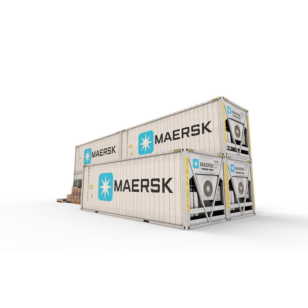 Reefer Containers 3D Model – Standard Shipping Containers, PBR Textures - View 4