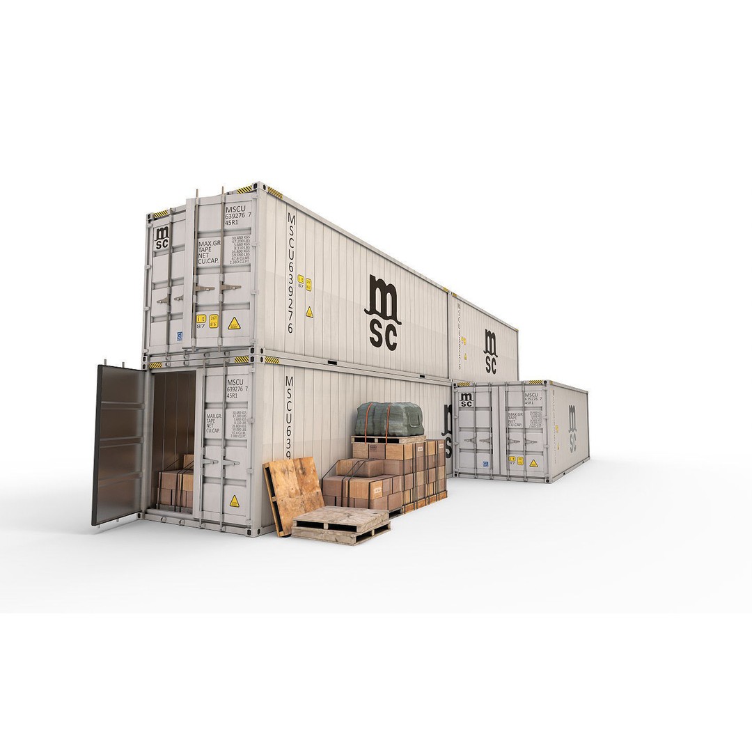 Reefer Containers 3D Model – Standard Shipping Containers, PBR Textures - View 5
