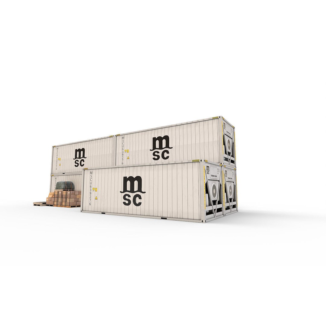 Reefer Containers 3D Model – Standard Shipping Containers, PBR Textures - View 6