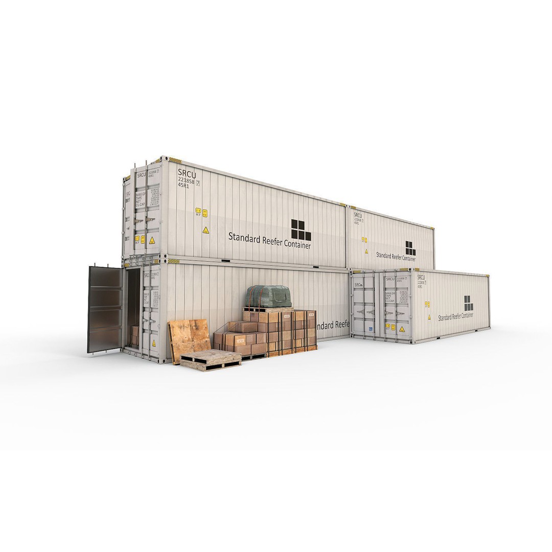 Reefer Containers 3D Model – Standard Shipping Containers, PBR Textures - View 9