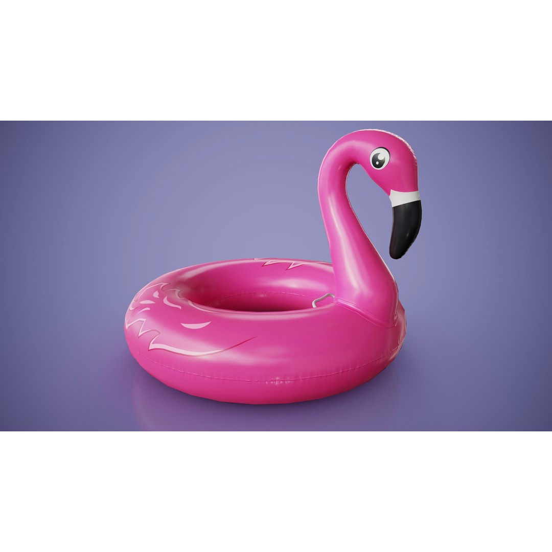 Inflatable Pink Flamingo 3D Model – Low Poly Game Asset, FBX, OBJ - View 5