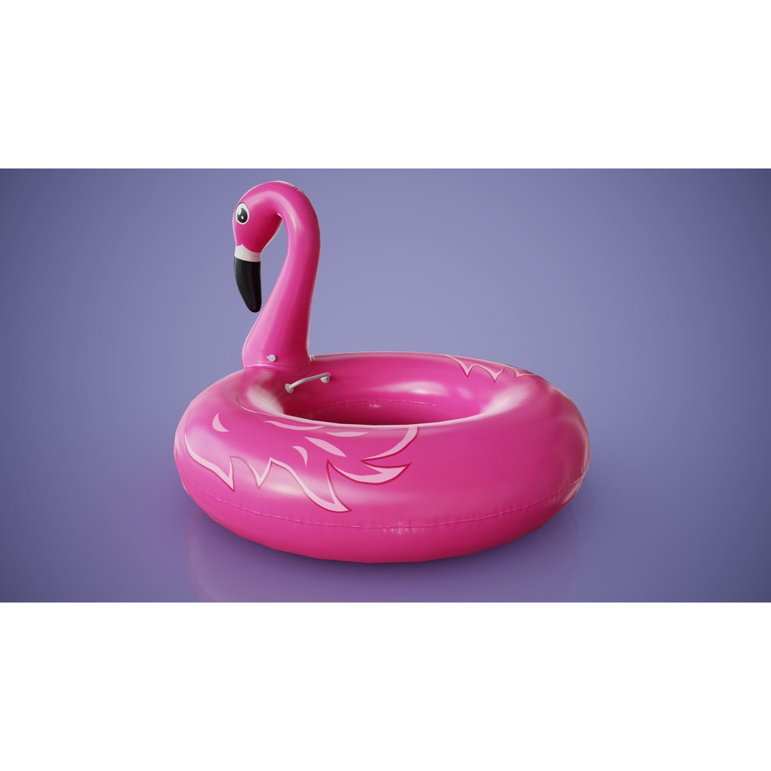 Inflatable Pink Flamingo 3D Model – Low Poly Game Asset, FBX, OBJ - View 7