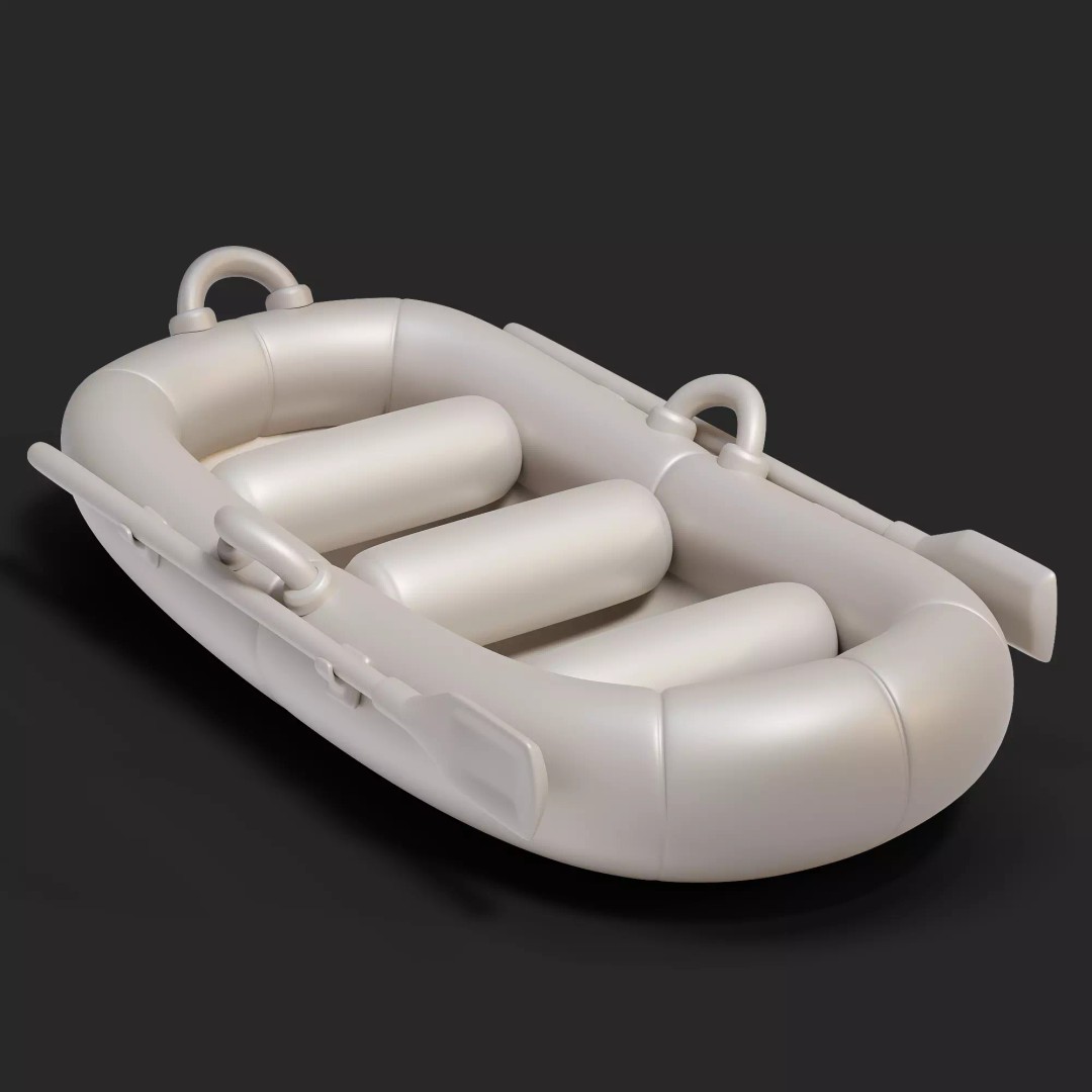 Cartoon Rafting Boot 3D Model – High Detailed Game Asset, FBX, Blender - View 2