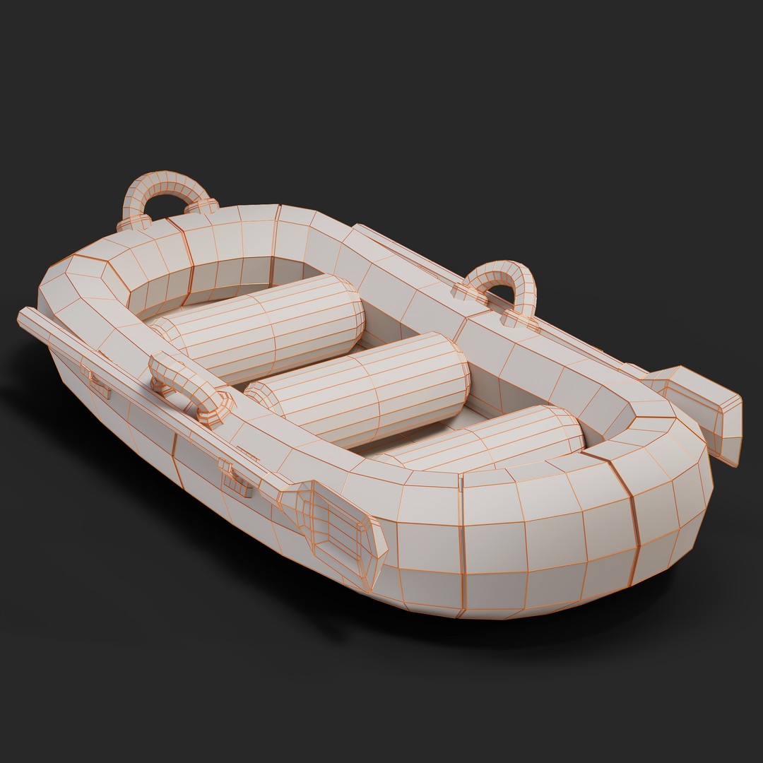 Cartoon Rafting Boot 3D Model – High Detailed Game Asset, FBX, Blender - View 21