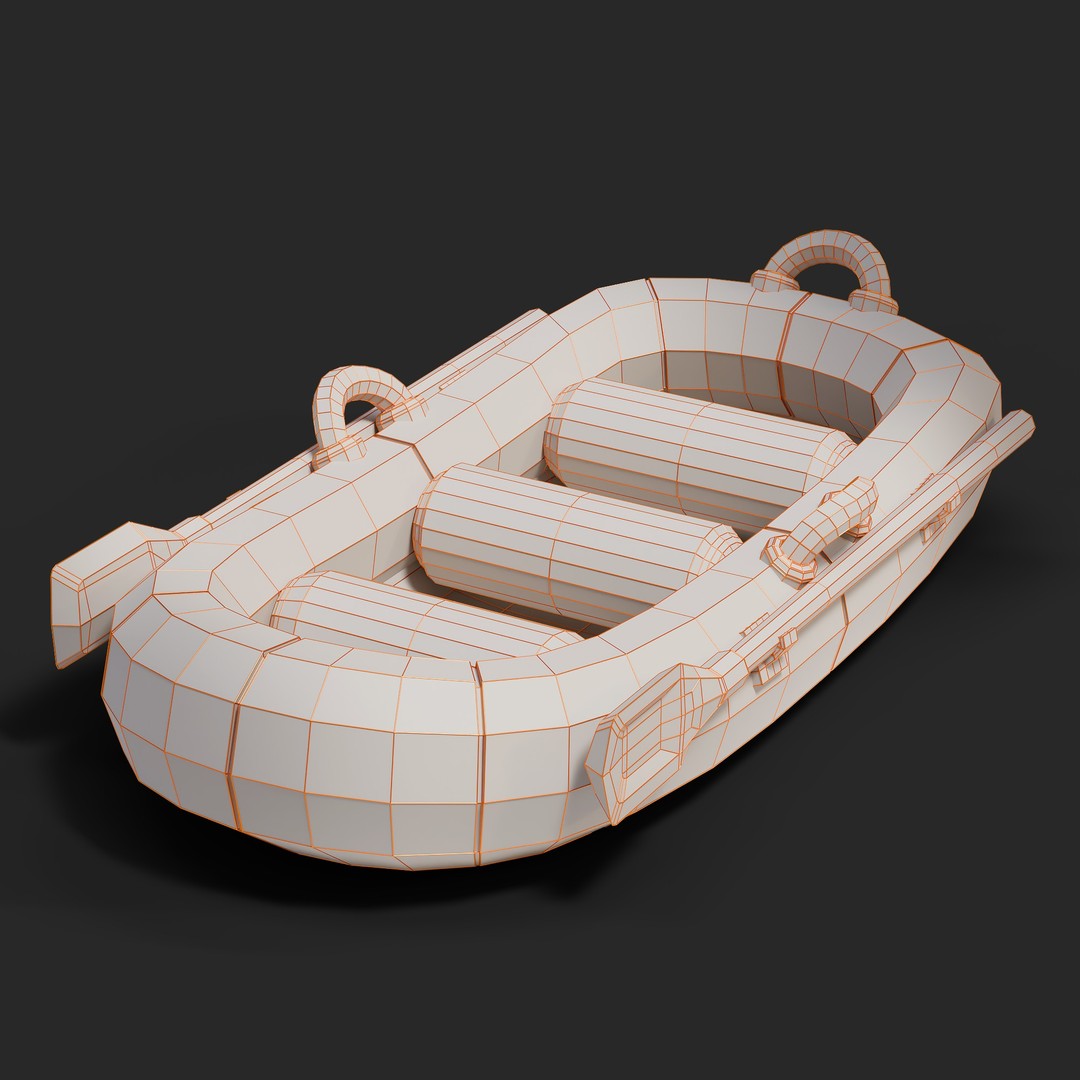 Cartoon Rafting Boot 3D Model – High Detailed Game Asset, FBX, Blender - View 23