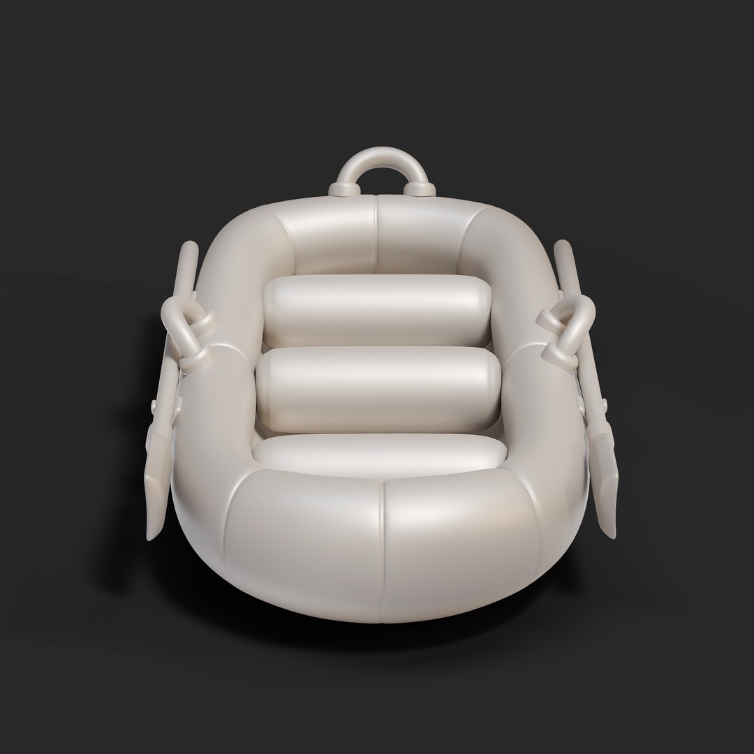 Cartoon Rafting Boot 3D Model – High Detailed Game Asset, FBX, Blender - View 3