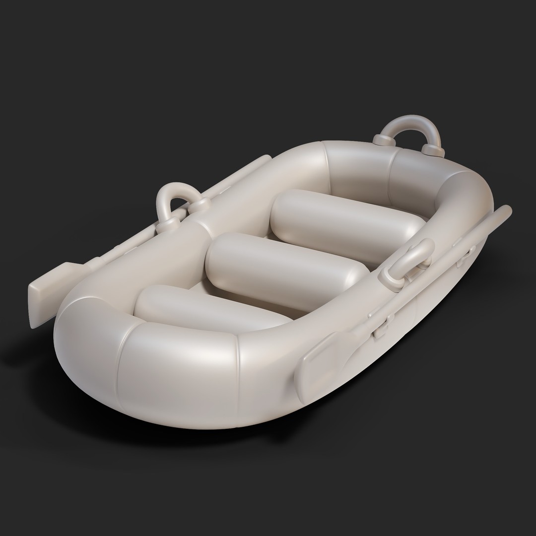 Cartoon Rafting Boot 3D Model – High Detailed Game Asset, FBX, Blender - View 4