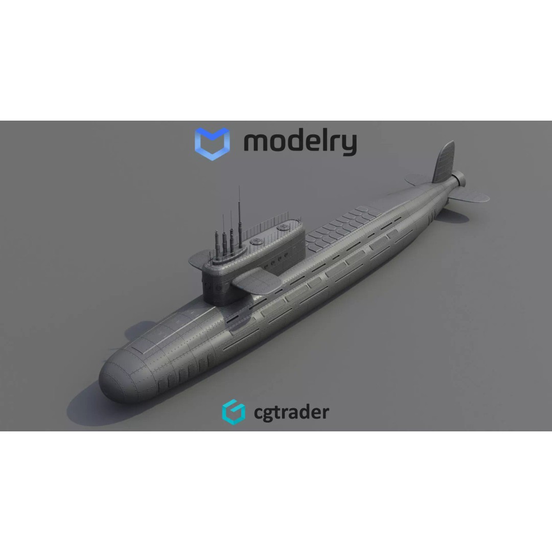 Diesel-Electric Submarine 3D Model – High Poly Military Watercraft, FBX - View 2