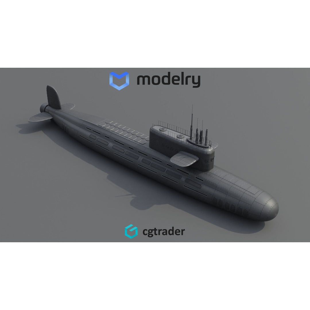 Diesel-Electric Submarine 3D Model – High Poly Military Watercraft, FBX - View 3