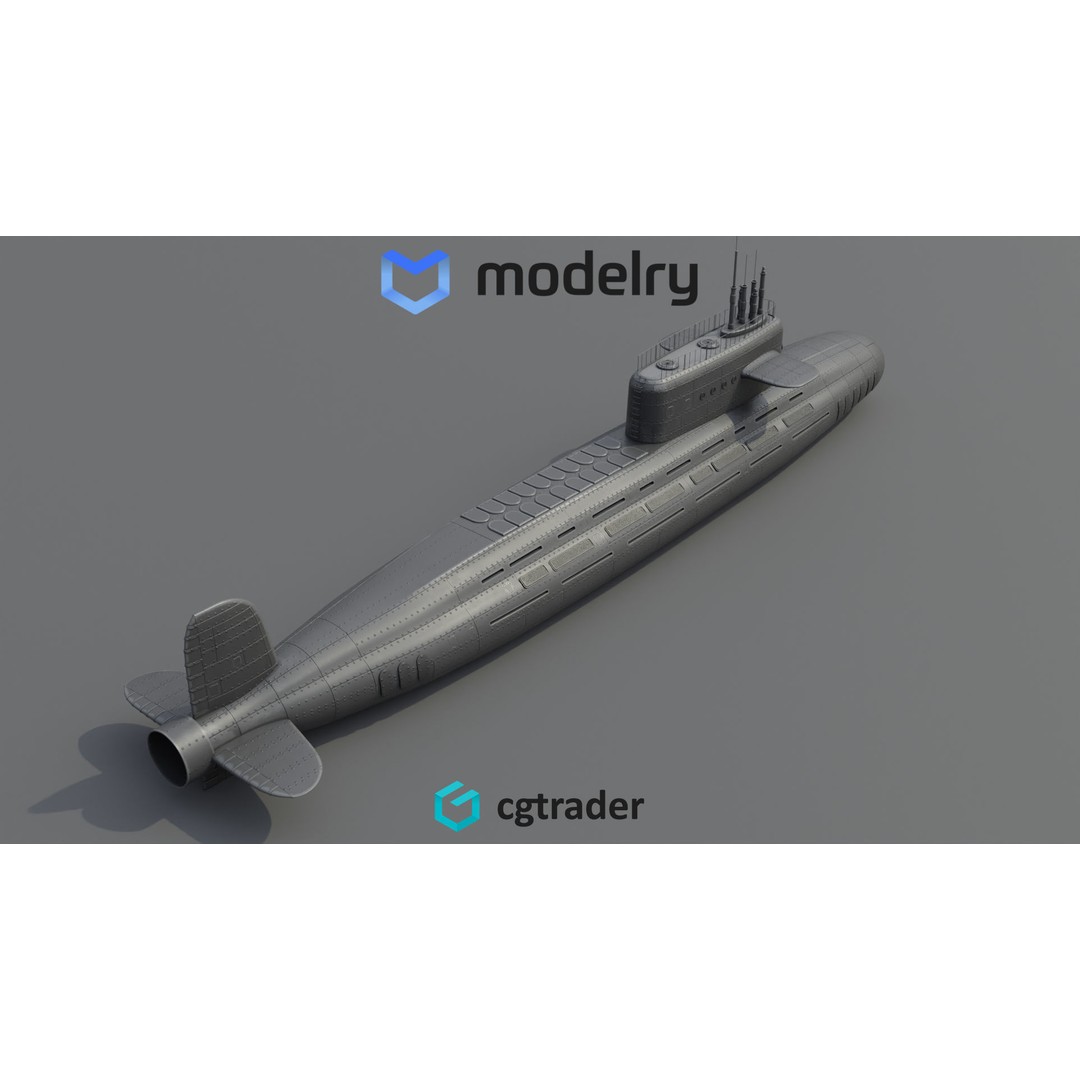 Diesel-Electric Submarine 3D Model – High Poly Military Watercraft, FBX - View 4