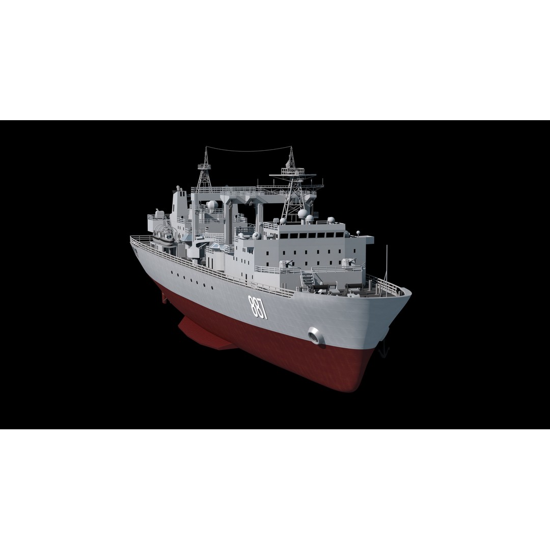 Qiandaohu Type 903 3D Model – Comprehensive Supply Ship, FBX, OBJ - View 12