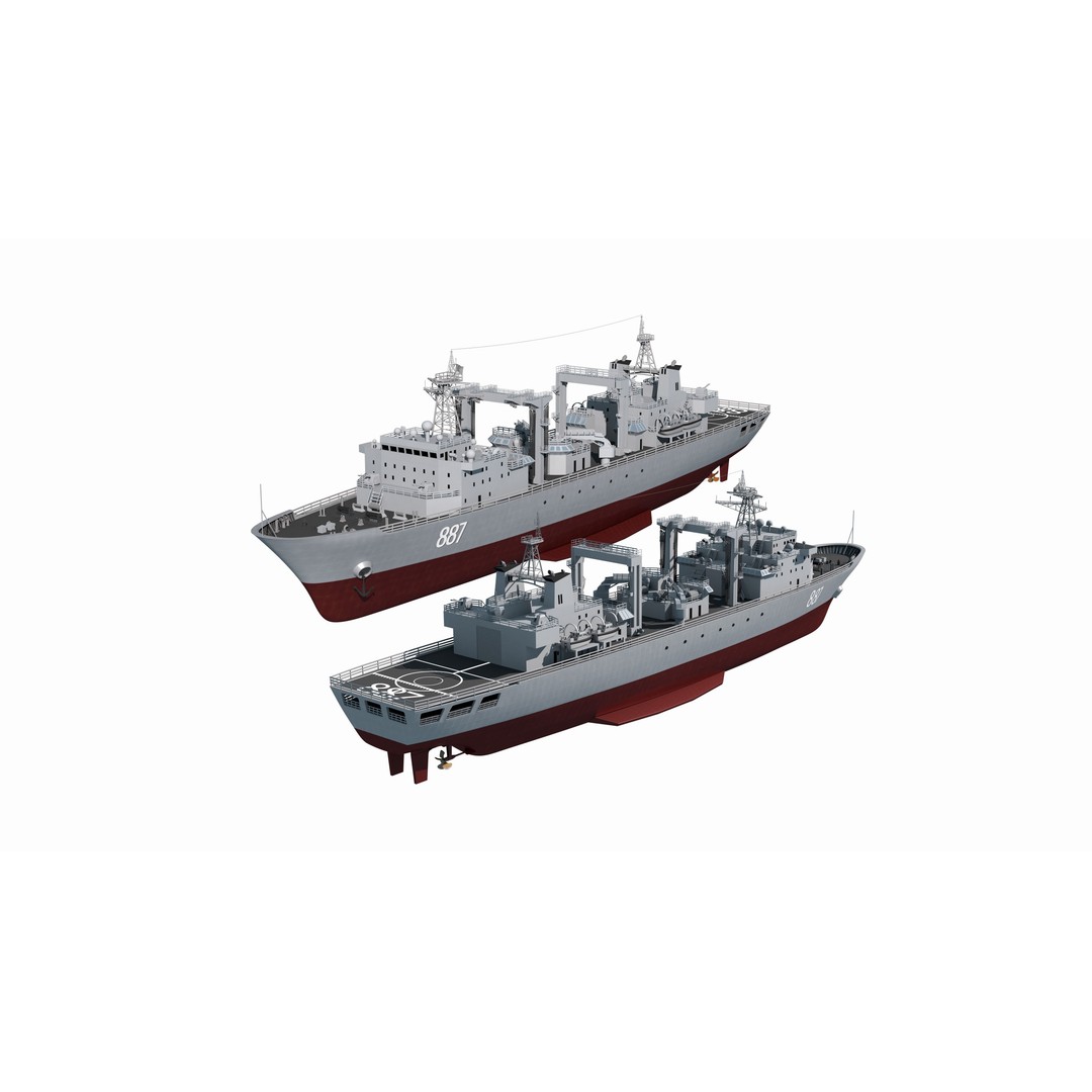 Qiandaohu Type 903 3D Model – Comprehensive Supply Ship, FBX, OBJ - View 14