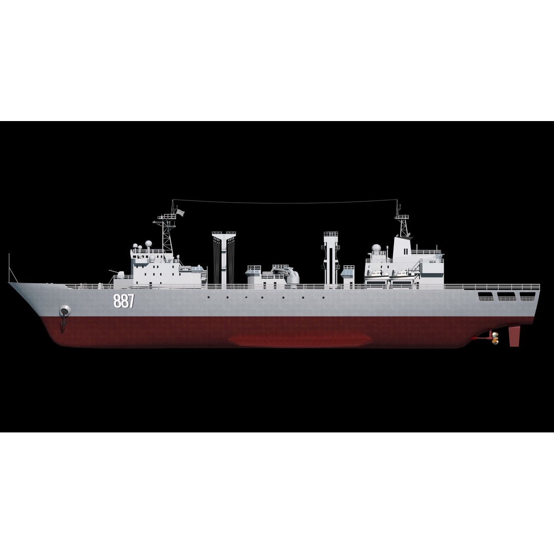 Qiandaohu Type 903 3D Model – Comprehensive Supply Ship, FBX, OBJ - View 16
