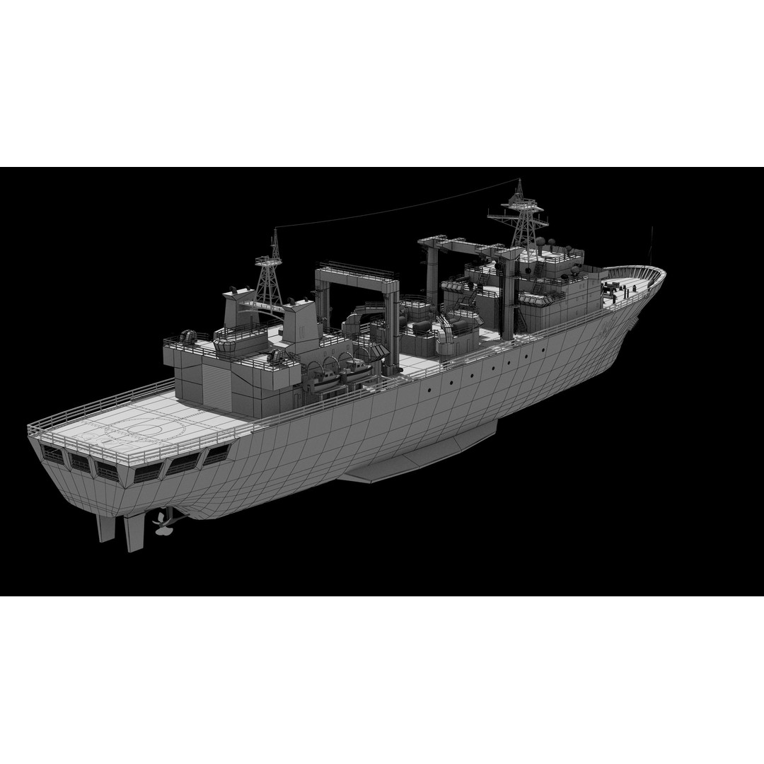 Qiandaohu Type 903 3D Model – Comprehensive Supply Ship, FBX, OBJ - View 22