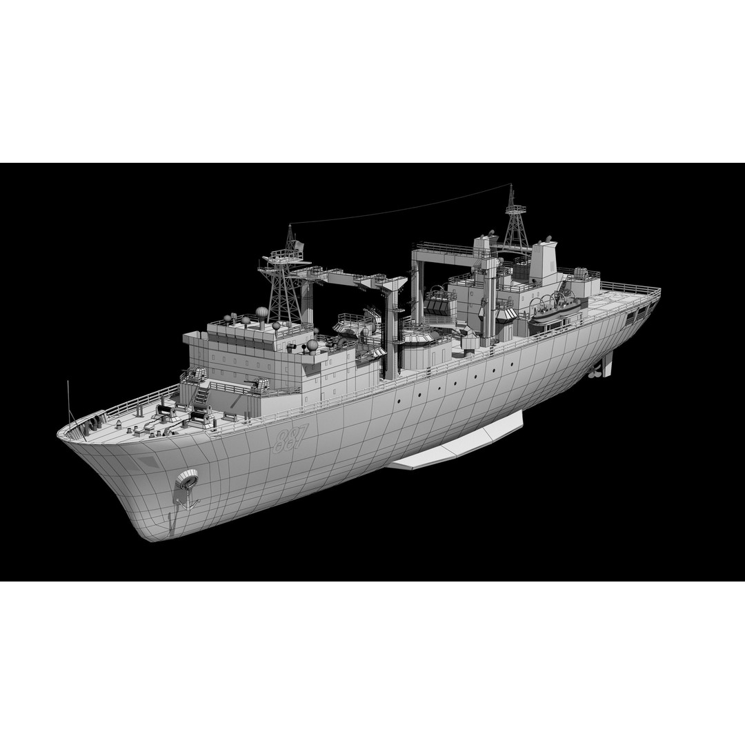 Qiandaohu Type 903 3D Model – Comprehensive Supply Ship, FBX, OBJ - View 24