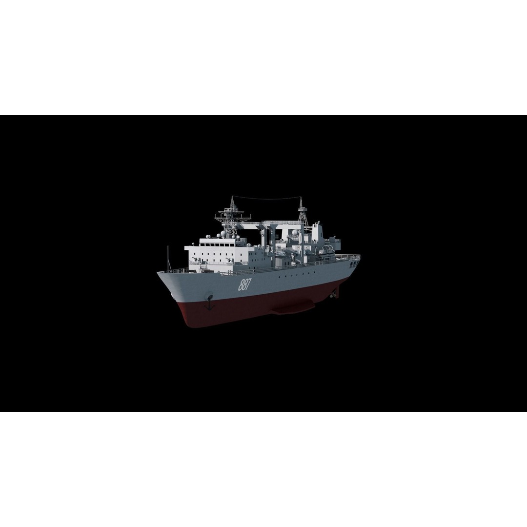 Qiandaohu Type 903 3D Model – Comprehensive Supply Ship, FBX, OBJ - View 35
