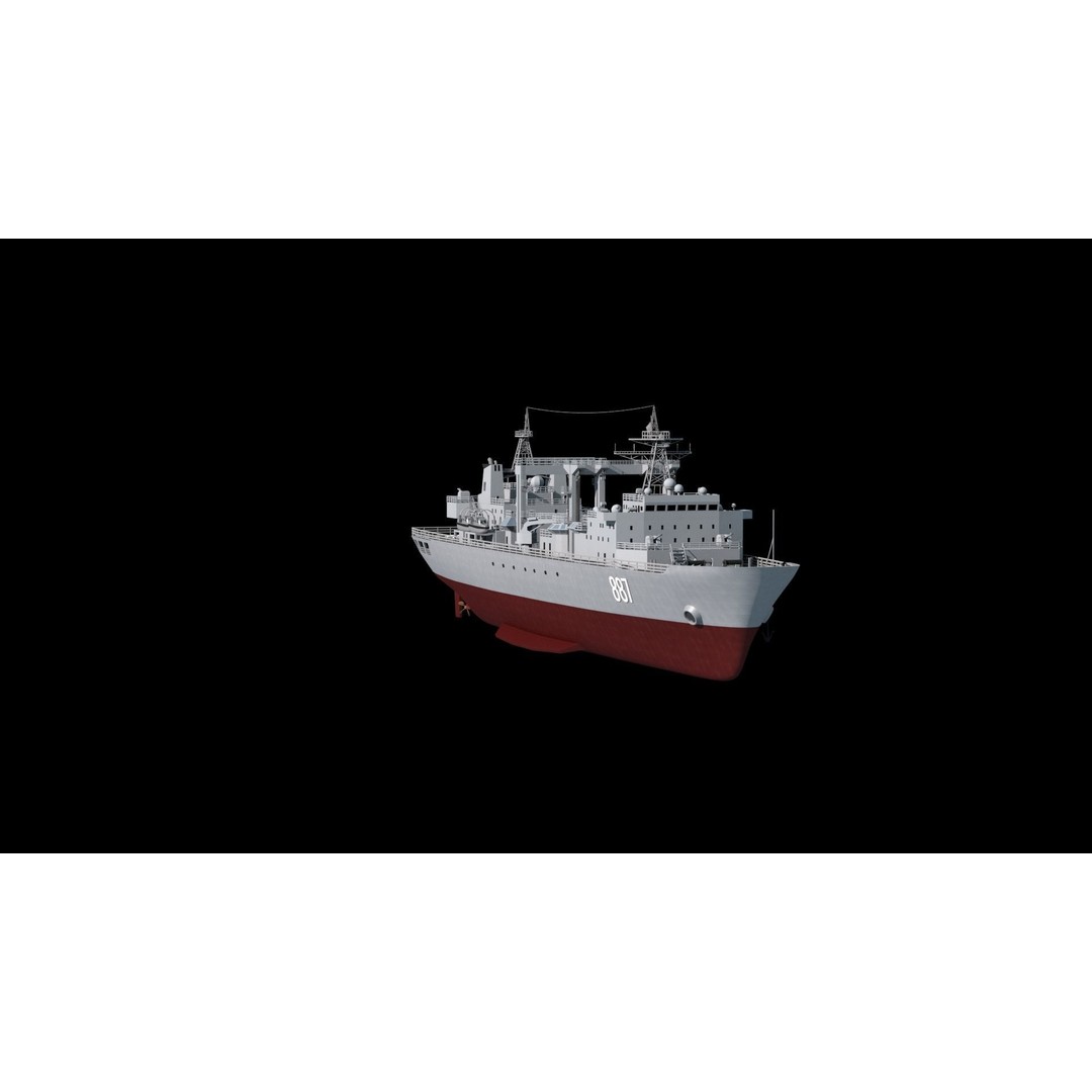 Qiandaohu Type 903 3D Model – Comprehensive Supply Ship, FBX, OBJ - View 36