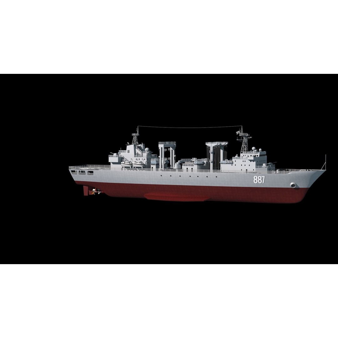 Qiandaohu Type 903 3D Model – Comprehensive Supply Ship, FBX, OBJ - View 37