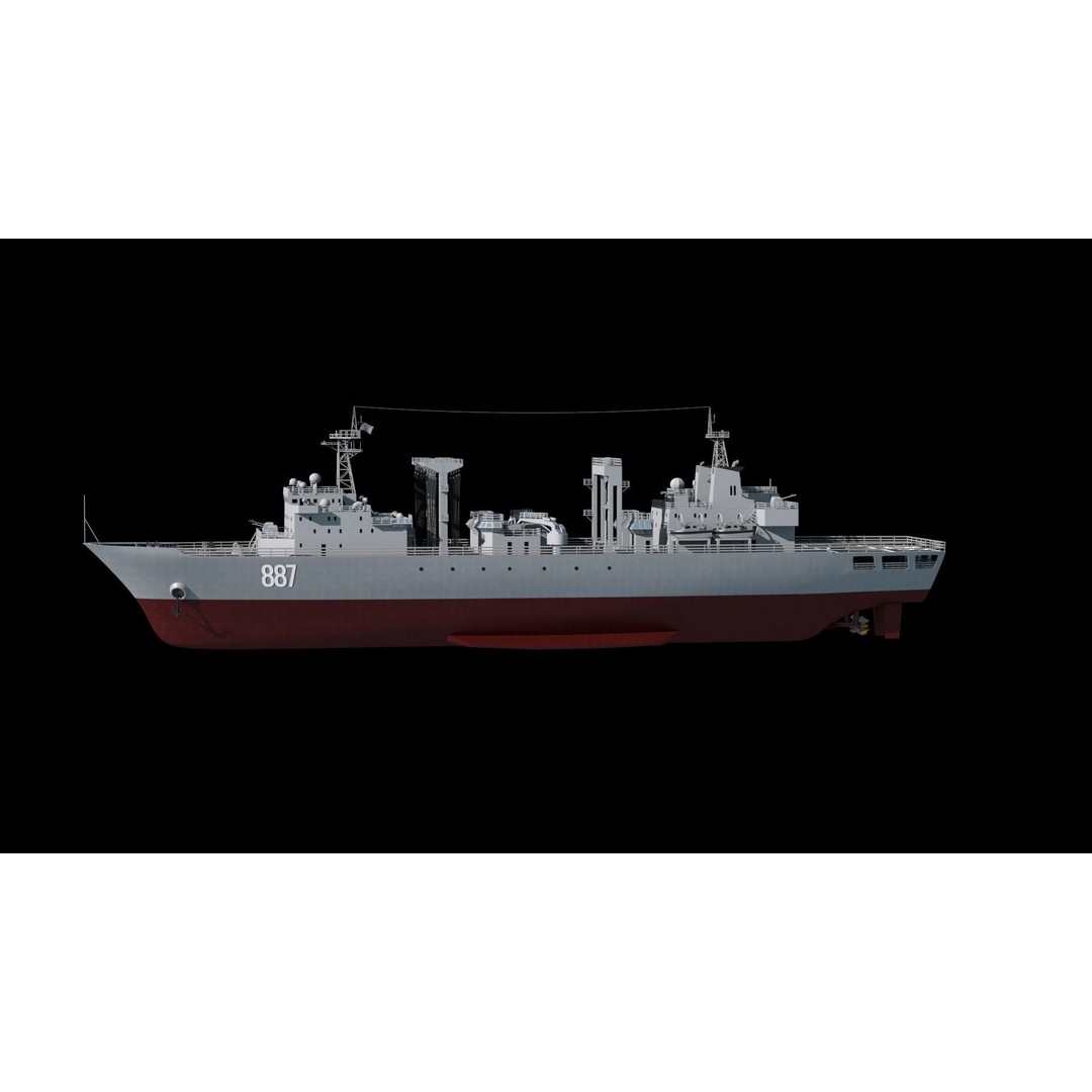 Qiandaohu Type 903 3D Model – Comprehensive Supply Ship, FBX, OBJ - View 38
