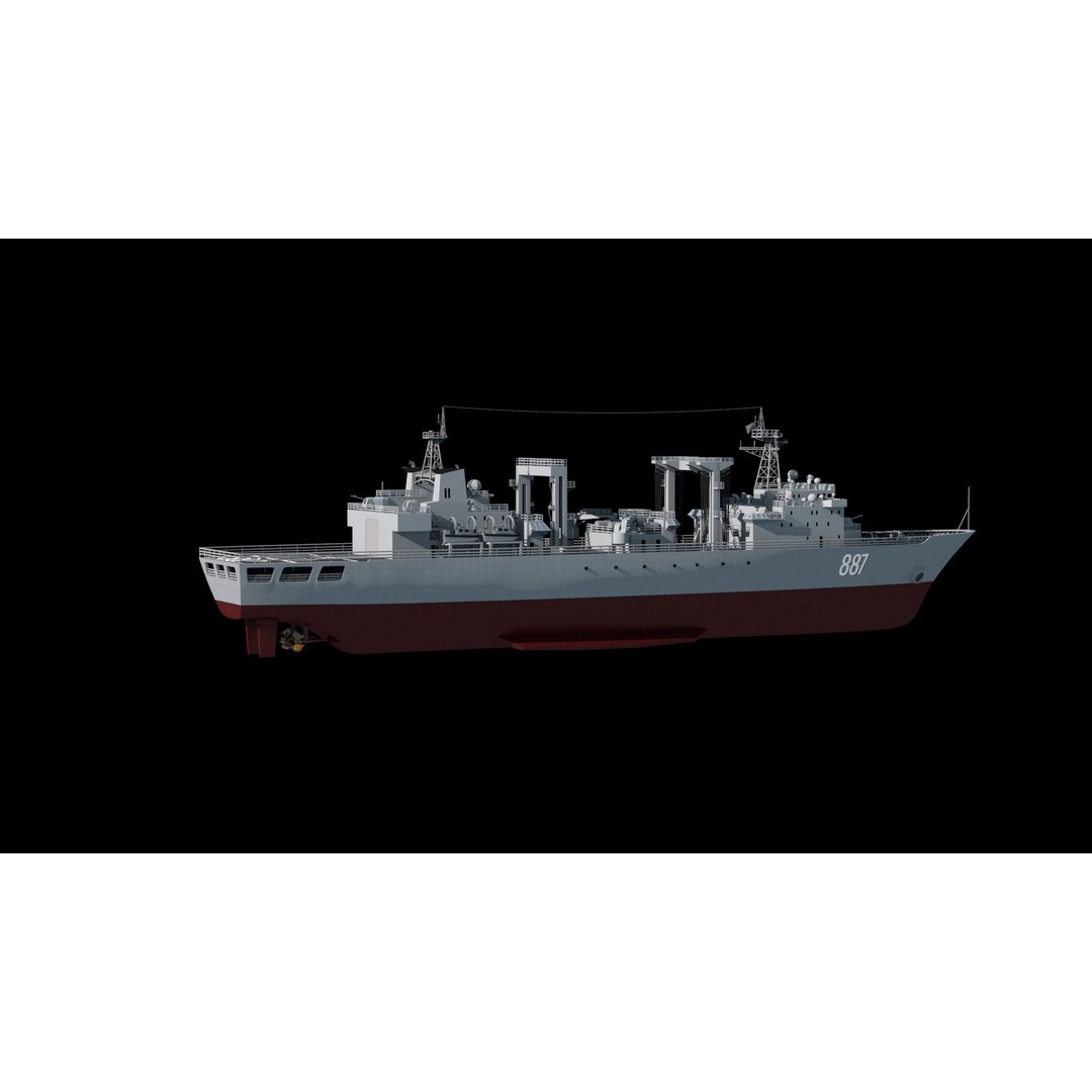 Qiandaohu Type 903 3D Model – Comprehensive Supply Ship, FBX, OBJ - View 39