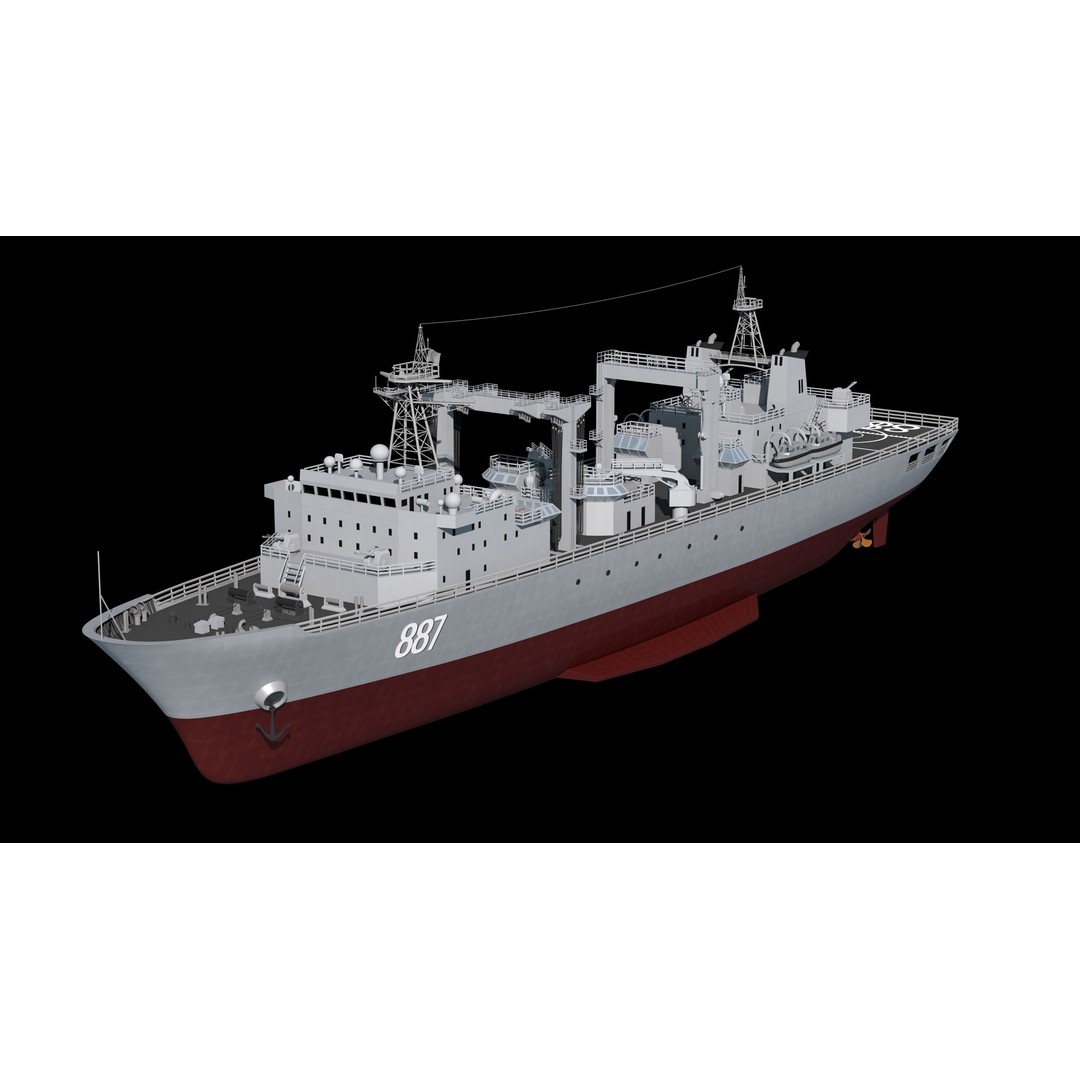 Qiandaohu Type 903 3D Model – Comprehensive Supply Ship, FBX, OBJ - View 4
