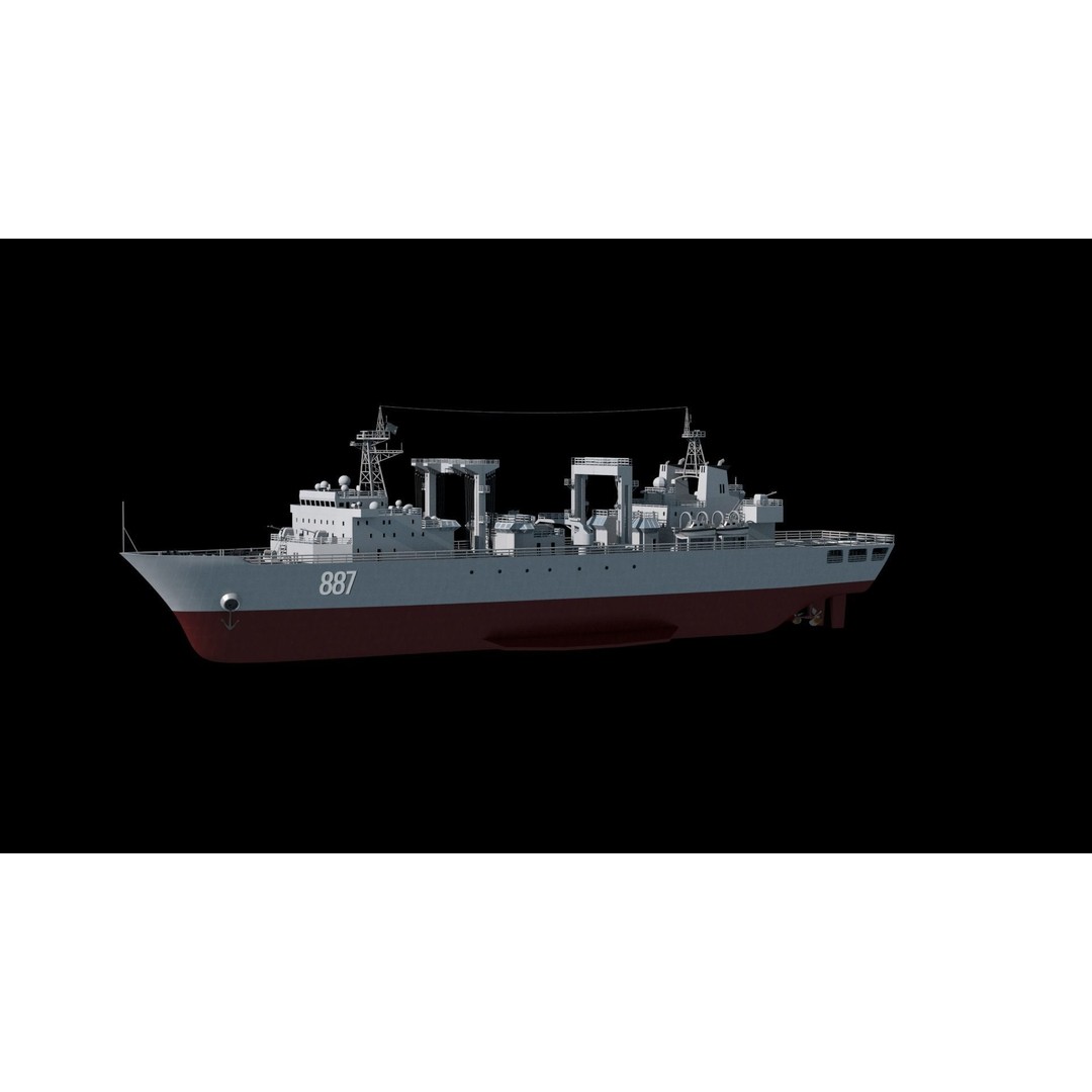 Qiandaohu Type 903 3D Model – Comprehensive Supply Ship, FBX, OBJ - View 40